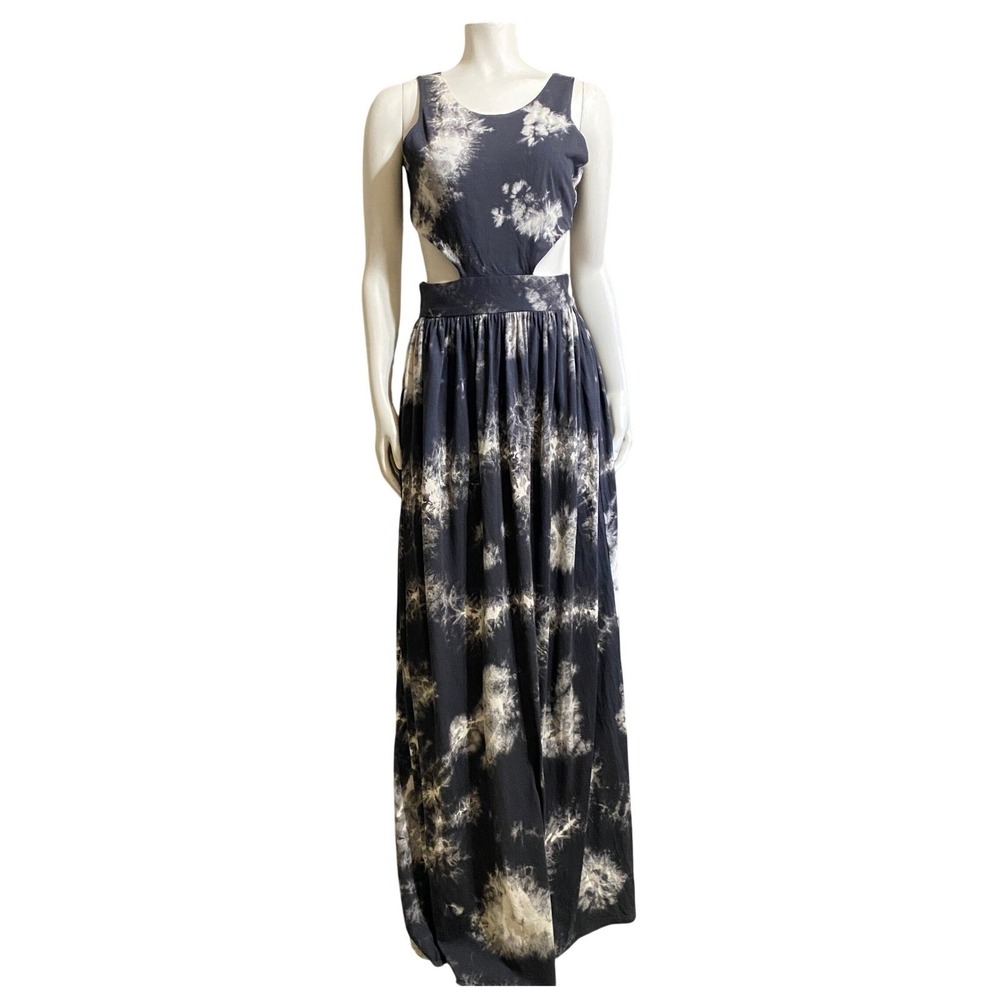 Tie Dye Maxi Dress Side Cut-Out Sleeveless Stretch Jersey Boho Scarlet Size 4